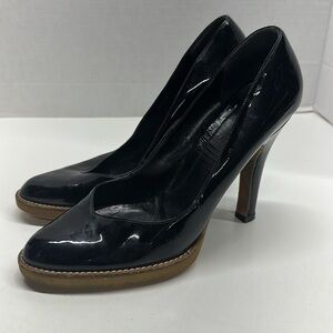 Gucci High Heels Stiletto Heel Pumps Shoes Patent Leather Platform Black Size 8